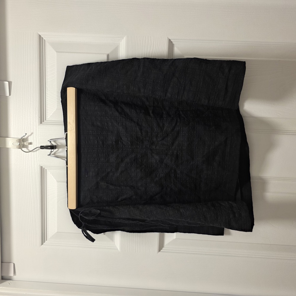 NWT- Frank and Oak - Seersucker Wrap Skirt in Black